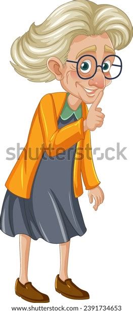 Vector Cartoon Illustration Old Grandmother Shhh Stock Vector Royalty