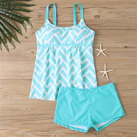 Ayolanni Blue Bikini Underwear For Women Modest Striped Separate Tankini Two Piece Sets Tween