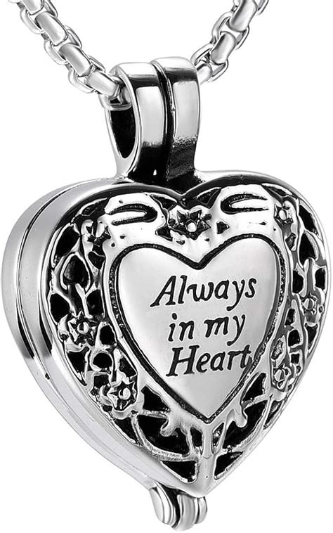 Heart Cremation Locket Necklace Hold Petloved Ones Ashes For Women Men