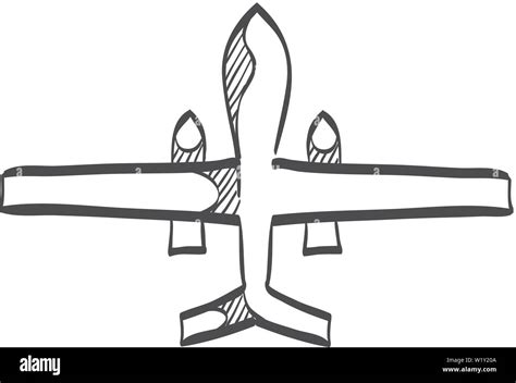 Unmanned aerial vehicle icon in doodle sketch lines. Aviation ...