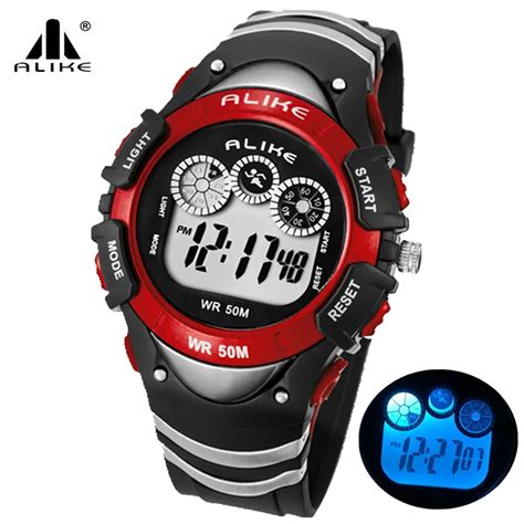 Relojes de pulsera impermeables con alarma Digital LED para niños y