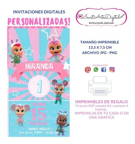 Invitación Digital Personalizada Cry Babies bebes Llorones 541 en