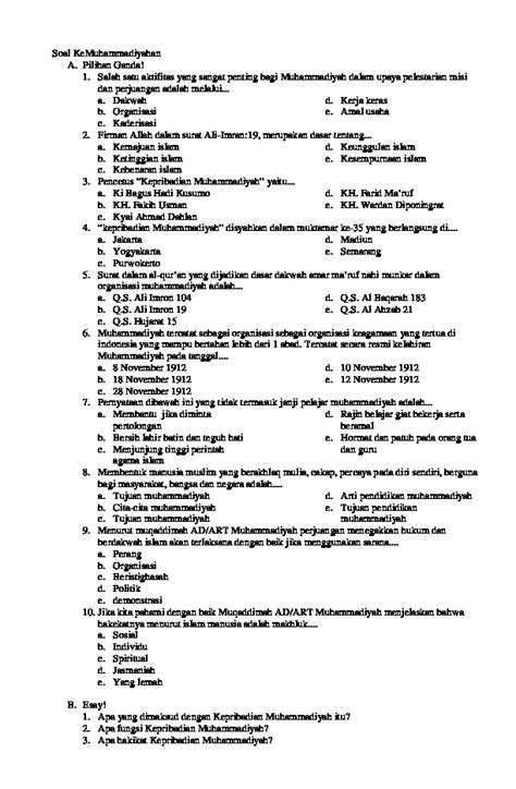 Soal Tes Ks Kemuhammadiyahan Materi Soal