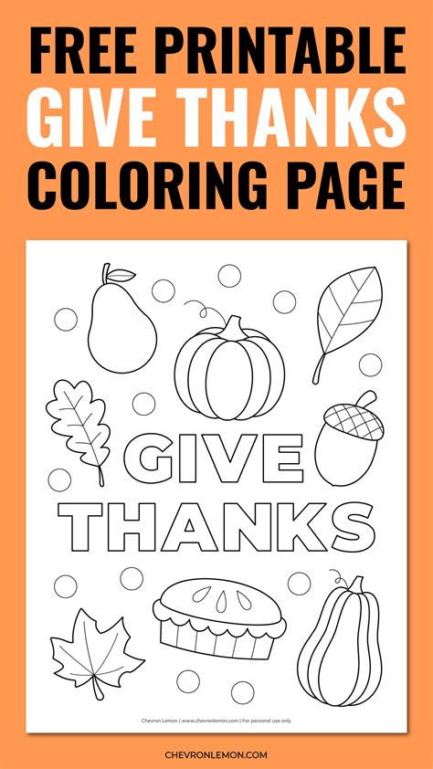 Printable Give Thanks coloring page - Chevron Lemon