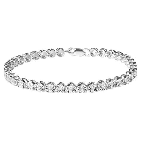 925 Sterling Silver 1 0 Carat Miracle Set Round Diamond S Link Tennis Bracelet For Sale At 1stdibs