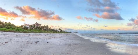 Sunrise Over the White Sand of Vanderbilt Beach in Naples Stock Image ...