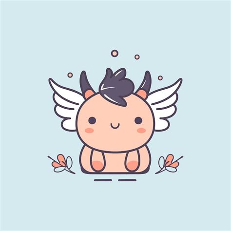 Premium Vector | Cute buffalo with wings cartoon illustration