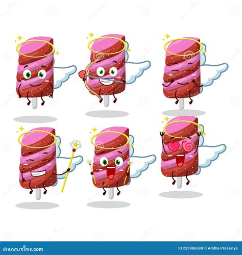 Gummy Candy Strawberry Cartoon Designs As A Cute Angel Character Stock