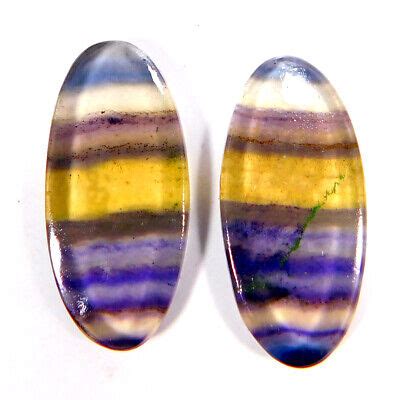 Natural Rainbow Marvellous Fluorite Pair Cts Oval Cabochon