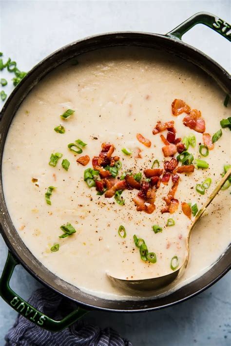 Creamy Potato Soup The Modern Proper Recipe Creamy Soup Recipes Creamy Potato Soup Bacon