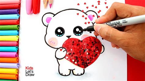 Aprende A Dibujar Un Osito Con Un Coraz 211 N Glitter San Valent 237 N