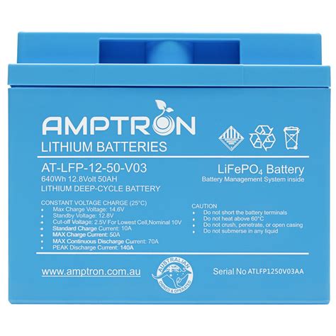 12V 50Ah 70A Continuous Discharge LiFePO4 Battery Amptron