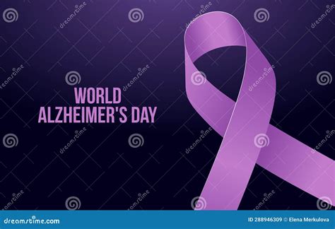 World Alzheimer S Day Concept Banner Template With Purple Ribbon