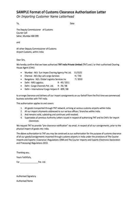 Declaration Letter For Customs Clearance India Airslate