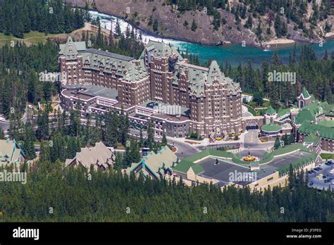 View Of Banff Springs Hotel And Bow River From Top Of Sulphur Mountain