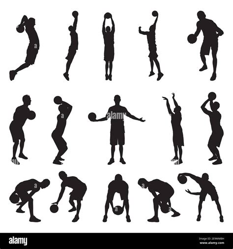 Basketball Spieler Silhouetten Vektor Illustration Dribbeln H Pfen