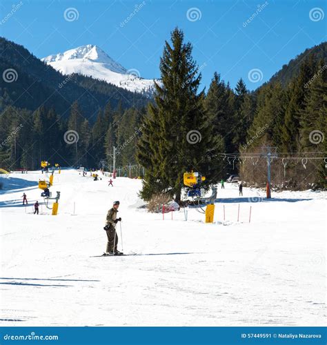 Skiers on the Slope in Bansko, Bulgaria Editorial Photo - Image of