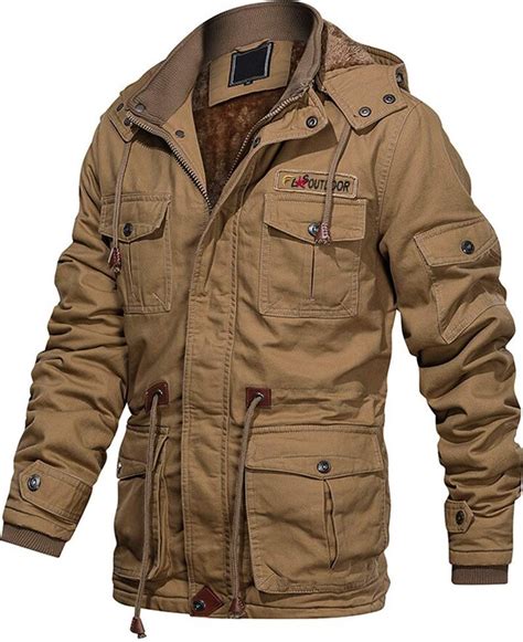 Eklentson Mens Military Windbreakers Coats Casual Warm Cargo Jacket