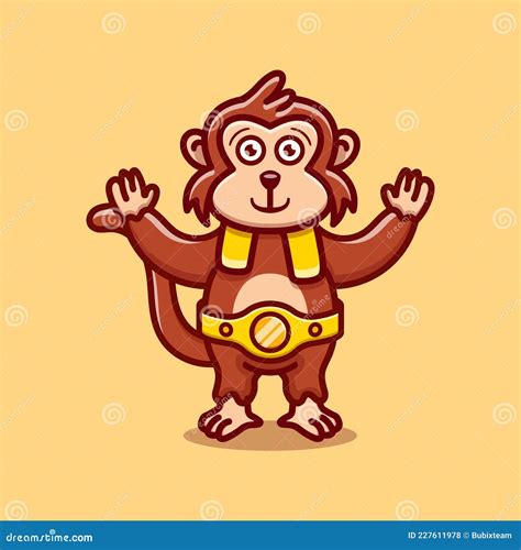 Cute Monkey Wins Boxing Match Illustration Stock Vector - Illustration of hand, drawing: 227611978