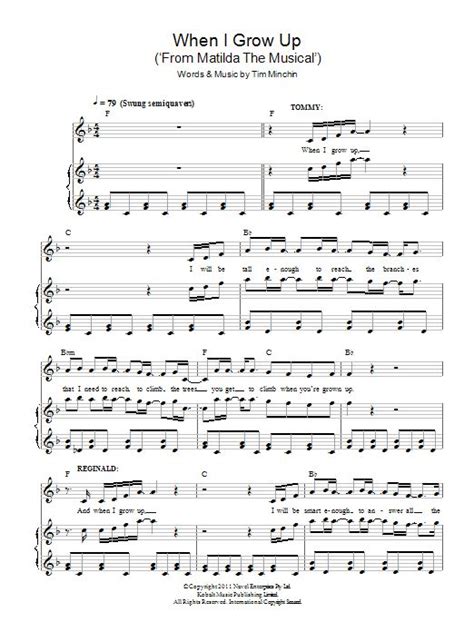 Tim Minchin When I Grow Up From Matilda The Musical Sheet Music Notes Chords Sheet Music