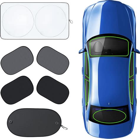 Econour 6 Pieces Of Car Sun Shades Set Includes A Car Windshield Sun Shade 2 Pieces