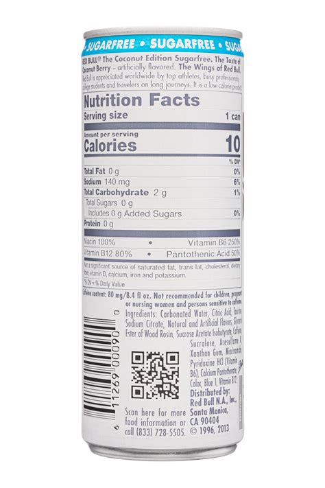 Red Bull Sugar Free Nutrition Facts