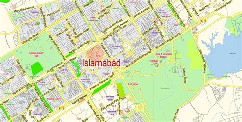 Islamabad + Rawalpindi Map Vector Pakistan EN low detailed City Plan ...