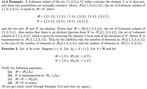 Solved 14.3 Example. A 2-element subset of the set | Chegg.com