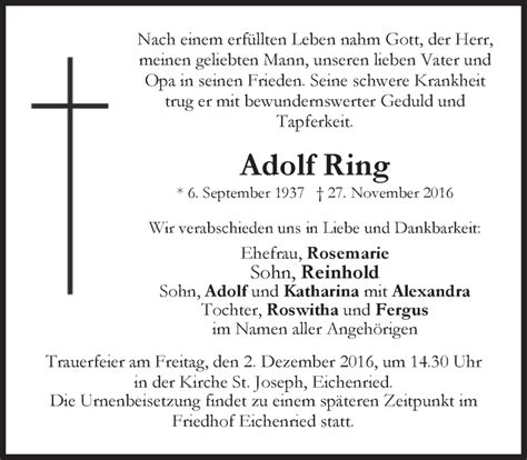 Traueranzeigen Von Adolf Ring Trauer Merkur De