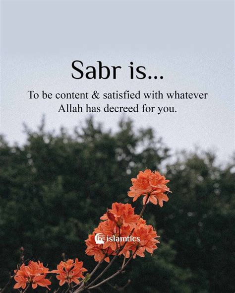 Sabr is To be content with whatever Allah has decreed for you. | islamtics