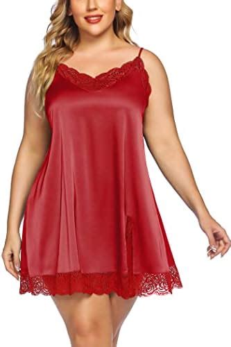 IN VOLAND Plus Size Women Chemise Deep V Neck Lace Full Slip