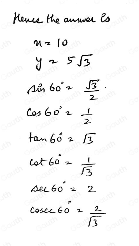 Solved 2 Find The Lengths Of X And Y What Are The Six Trigonometric