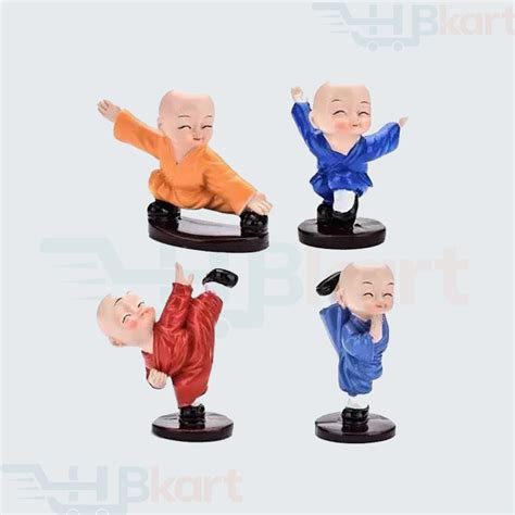 Multicolor Polyresin Baby Monk Buddha Statue Set For Decoration Size