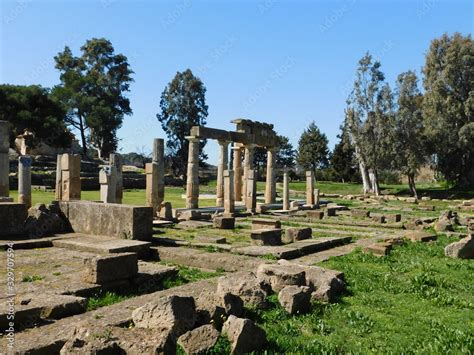 The Ancient Sanctuary Of Artemis Columns Of The Arcade Or Stoa And