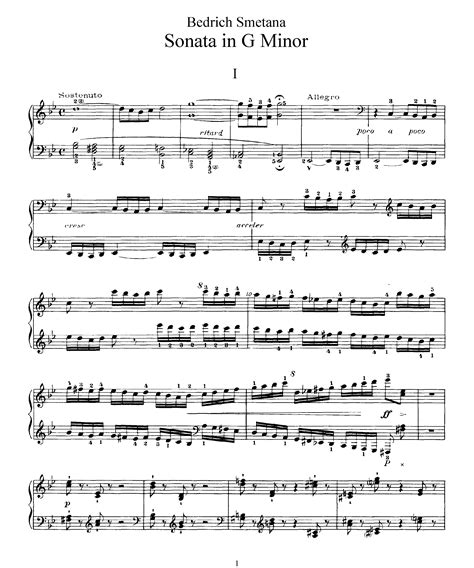 Smetana Bedrich Piano Sonata In G Minor JB 3 24 For Piano Free