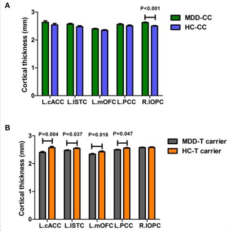 Comparison Of The Cortical Thickness Values Of The Left Cacc Istc