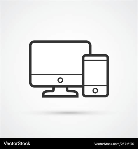 Responsive Web Design Flat Line Trendy Black Icon Vector Image