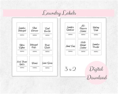 Laundry Labels Printable Laundry Labels Home Organization Label Storage