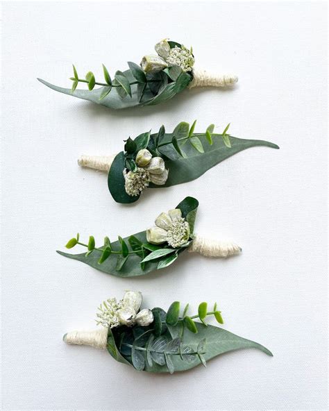 Eucalyptus Gum Nut Buttonhole Eucalyptus Leaf Green Leaf Buttonhole