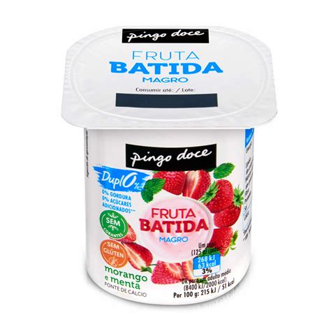 Mercadão Pingo Doce Madeira Iogurte Magro de Fruta Batida Morango e