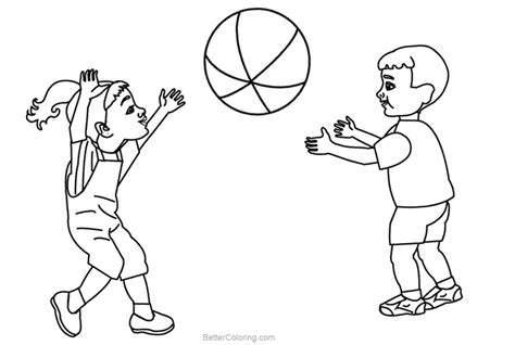 Beach Ball Coloring Pages Kids Playing Ball - Free Printable Coloring Pages