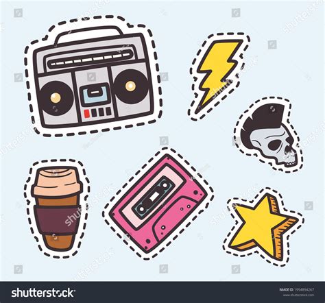 80s Retro Stickers Symbol Collection Stock Vector (Royalty Free ...