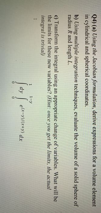 Solved Q4 A Using The Jacobian Formulation Derive Chegg