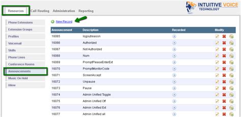 create  record  announcement intuitive technology