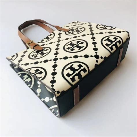 Tory Burch T Monogram Contrast Embossed Small Tote Bag H9 9xW12 6xD5