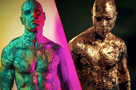 World S Most Tattooed Teacher Turns Himself Into Gold Statue