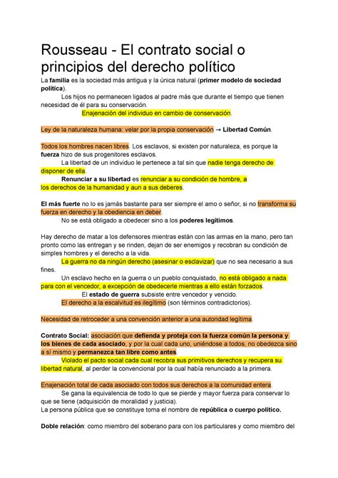 Rousseau El contrato social o principios del derecho político