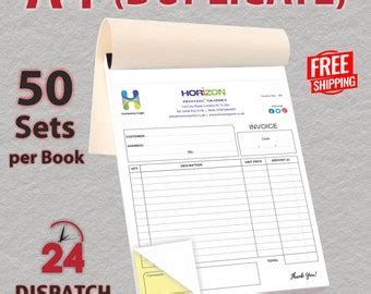 Personalised A Duplicate Invoice Book Bill Book Ncr Pad Receipt