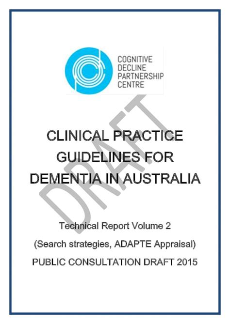 PDF CLINICAL PRACTICE GUIDELINES FOR DEMENTIA IN AUSTRALIAsydney Edu