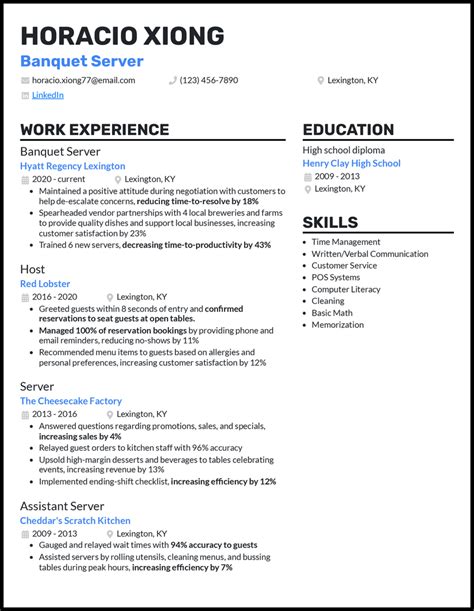 3 Banquet Server Resume Examples Build For 2025